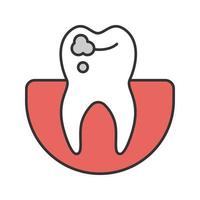 icona del colore della carie. dente malato. illustrazione vettoriale isolata