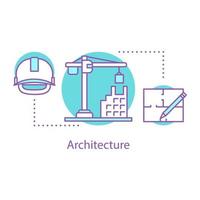 icona del concetto di architettura. illustrazione della linea sottile dell'idea di sviluppo dell'edificio. costruzione. disegno di contorno isolato vettoriale