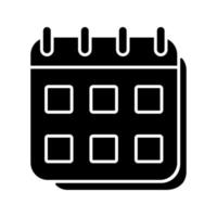 icona del glifo del calendario. orario. simbolo della sagoma. spazio negativo. illustrazione vettoriale isolato