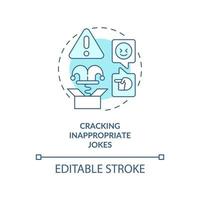 cracking scherzi inappropriati icona del concetto turchese. galateo aziendale idea astratta linea sottile illustrazione. disegno di contorno isolato. tratto modificabile. vettore