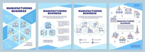 modello di brochure aziendale di produzione. produzione di beni. design volantino con icone lineari. 4 layout vettoriali per la presentazione, relazioni annuali.