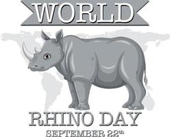 Banner della giornata mondiale del rinoceronte del 22 settembre vettore