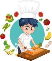 personaggio dei cartoni animati uomo chef vettore