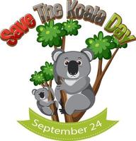 salva il giorno del koala 25 settembre vettore