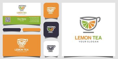 limone e tazza di tè logo vettoriale astratto e design del biglietto da visita