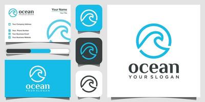 design del logo dell'onda d'acqua con stile art linea. vettore