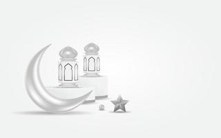 sfondo islamico con lanterne arabe a mezzaluna 3d realistiche vettore
