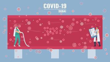 scena di Dubai Coronavirus con i medici vettore
