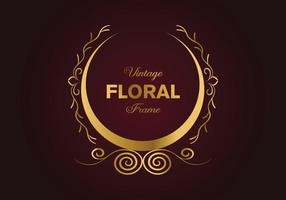 bellissimo design circolare dorato floreale elegante cornice. illustrazione gratuita. vettore