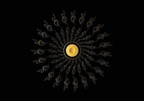 cornice dorata con ornamento in cerchio su sfondo nero. mandala d'oro di lusso, disegno a mano. vettore