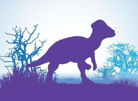 pachycephalosaurus dinosauri sagome in ambiente preistorico strati sovrapposti sfondo decorativo banner astratto illustrazione vettoriale