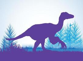 sagome di dinosauri therizinosaurus in ambiente preistorico strati sovrapposti sfondo decorativo banner illustrazione vettoriale astratta