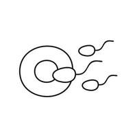 icona della linea sottile di fecondazione. utero, sperma, inseminazione. embriologia. vettore