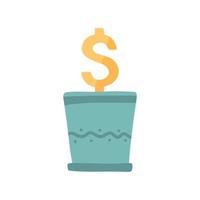 crescita finanziaria icona linea sottile fiore in vaso con icona del dollaro. stabilità finanziaria, risparmio, aumento della ricchezza, profitto aziendale. illustrazione vettoriale di linea moderna.