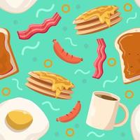 modello senza cuciture colazione simpatico cartone animato vettore