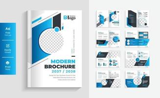 Brochure aziendale moderna geometrica da 16 pagine con design astratto colorato. utilizzare per il marketing, la stampa, il rapporto annuale e le presentazioni aziendali vettore