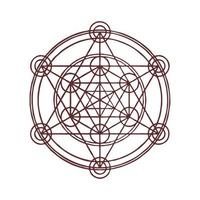 cubo di metatron geometria sacra. griglia di cerchi sovrapposti, geometria, angolo, simmetria, forma geometrica vettore