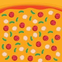 pezzo di pizza kawaii doodle piatto cartone animato illustrazione vettoriale