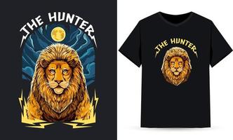 il leone del cacciatore e il re della giungla sono adatti alla serigrafia vettore