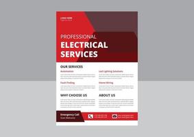 poster e volantino per servizi elettrici professionali. volantino per elettricisti e società elettriche, volantino per il servizio di riparazione di elettrodomestici. vettore