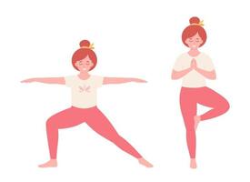 donna che fa yoga. stile di vita sano, cura di sé, yoga, meditazione, benessere mentale vettore