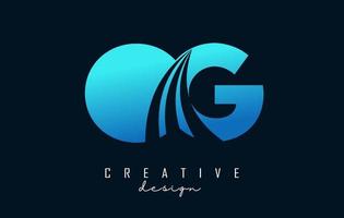 lettere blu creative og og logo con linee guida e concept design stradale. lettere con disegno geometrico. vettore