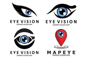 occhi logo design, visione del mondo, illustrazione vettoriale di organi