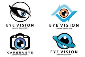 occhi logo design, visione del mondo, illustrazione vettoriale di organi