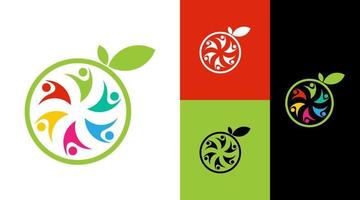 design del logo del gruppo della comunità sana naturale della frutta vettore