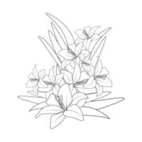 doodle giglio fiore colorazione pagina disegno con disegno al tratto per elemento di stampa vettore