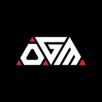 design del logo della lettera del triangolo ogm con forma triangolare. monogramma di design del logo del triangolo ogm. modello di logo vettoriale triangolo ogm con colore rosso. logo triangolare ogm logo semplice, elegante e lussuoso. ogm