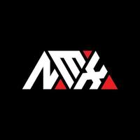 design del logo della lettera triangolare nmx con forma triangolare. monogramma di design con logo triangolo nmx. modello di logo vettoriale triangolo nmx con colore rosso. logo triangolare nmx logo semplice, elegante e lussuoso. nmx