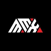 design del logo della lettera triangolare mmx con forma triangolare. monogramma di design del logo del triangolo mmx. modello di logo vettoriale triangolo mmx con colore rosso. logo triangolare mmx logo semplice, elegante e lussuoso. mmx