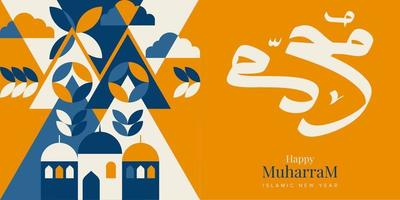 calligrafia geometrica felice hijri muharram. illustrazione vettoriale di capodanno islamico