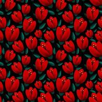 modello senza cuciture di tulipani rossi vettore