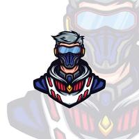 mascotte di vettore dell'avatar di gioco dell'uomo cyberpunk mascherato blu
