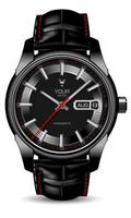 quadrante realistico dell'orologio cinturino in pelle grigio rosso nero su bianco design classico di lusso vettore