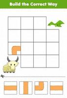 gioco educativo per bambini a costruire il modo corretto aiuta la capra carina a spostarsi sulla collina verde vettore