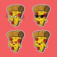 illustrazione vettoriale di emoji carino pizza