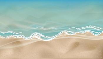 oceano blu con forma d'onda morbida e spiaggia sabbiosa, spiaggia sabbiosa per sfondo. vista dall'alto illustrazione vettoriale texture sabbia, sfondo marrone spiaggia duna di sabbia per banner estivo cancept