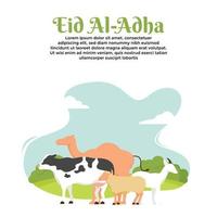 illustrazione del personaggio dei cartoni animati piatto di eid mubarak vettore