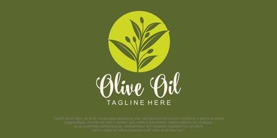 modello di logo vettoriale di olio d'oliva. questo disegno usa il simbolo della foglia e del cerchio