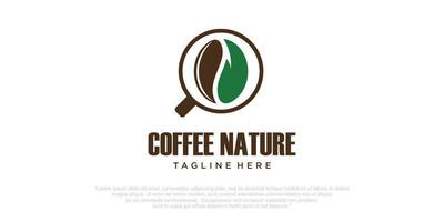logo della tazza di caffè con foglia, concept design unico per l'identità del tuo marchio vettore