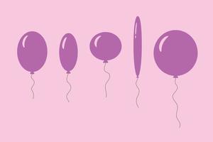 mazzo di palloncini per compleanno e festa di genere. corda di palloncini volanti diversi. palline rosa e cuori su sfondo bianco con scritte è un palloncino ragazza in stile cartone animato vettore