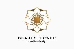 logo femminile semplice ed elegante per affari di bellezza, icona floreale con concetto di linea di lusso in punti vettore
