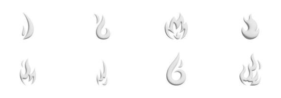 set di icone di fiamma in stile piatto. interfaccia utente del segno di riscaldamento. illustrazione vettoriale