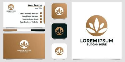 logo minimalista design fiore di loto e carta di branding vettore