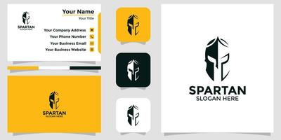 logo dal design spartano e carta di branding vettore