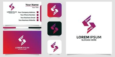 logo minimalista design lettera s e carta di branding vettore