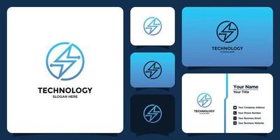logo di design tecnologico e scheda di branding vettore